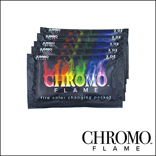 CHROMO FLAME Fire Color Changing Packets for Fire Pit, Campfire, Bonfire, Outdoor Fireplace | Mystic, Rainbow, Magic, Colorful Flames | 10 oz Total, 5-2 oz Jumbo Packets