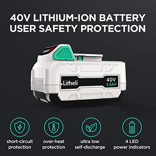 Litheli Battery Pack 40V, 2.5Ah Replacement Lithium Batteries, Only Fit for Litheli 40V Power Tools and Outdoor Power Equipment