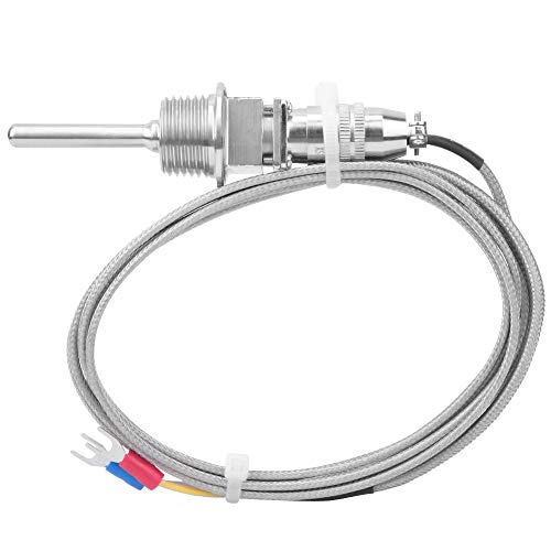 1/2" inch NPT Thermocouple Temperature Sensor Detachable Waterproof Stainless Steel K Type Thermocouple Sensor Probe with 2M Resistance Thermocouple Sensor Wire