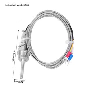 1/2" inch NPT Thermocouple Temperature Sensor Detachable Waterproof Stainless Steel K Type Thermocouple Sensor Probe with 2M Resistance Thermocouple Sensor Wire