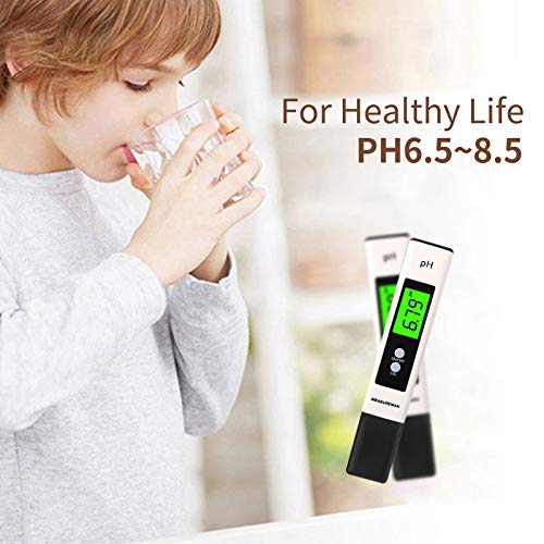 MEASUREMAN PH Meter, Digital PH Tester 0.01 PH High Accuracy Water Quality Tester with 0-14 PH Measurement Range