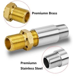 Hisencn 1/2" LP Air Mixer Valve for Fire Pits, 150K BTU Capacity High 304 Stainless Steel and Solid Brass Liquid Propane Gas Copper Joint, 1/2 inch NPT Female and Male Thread with A Brass Adapter