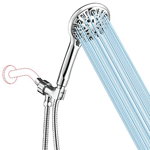 Shower Head,High Pressure 9 Spray Setting Handheld Shower Heads With 5.9ft Extra-long Hose,4.5" Face Hand Held Showerhead with Water Saving & Spa Spray Mode - Chrome