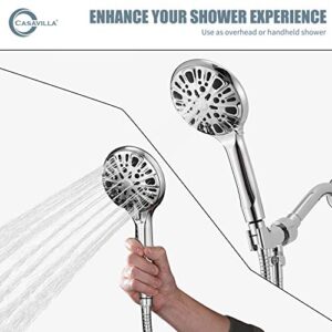 Shower Head,High Pressure 9 Spray Setting Handheld Shower Heads With 5.9ft Extra-long Hose,4.5" Face Hand Held Showerhead with Water Saving & Spa Spray Mode - Chrome
