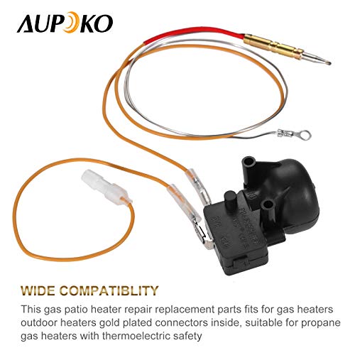 Aupoko Propane Gas Patio Heater Repair Replacement Parts, Outdoor Heaters Safety Kits with Thermocouple and FD4 Dump Switch, for Patio and Room Heater Garden Outdoor Heater Accessories