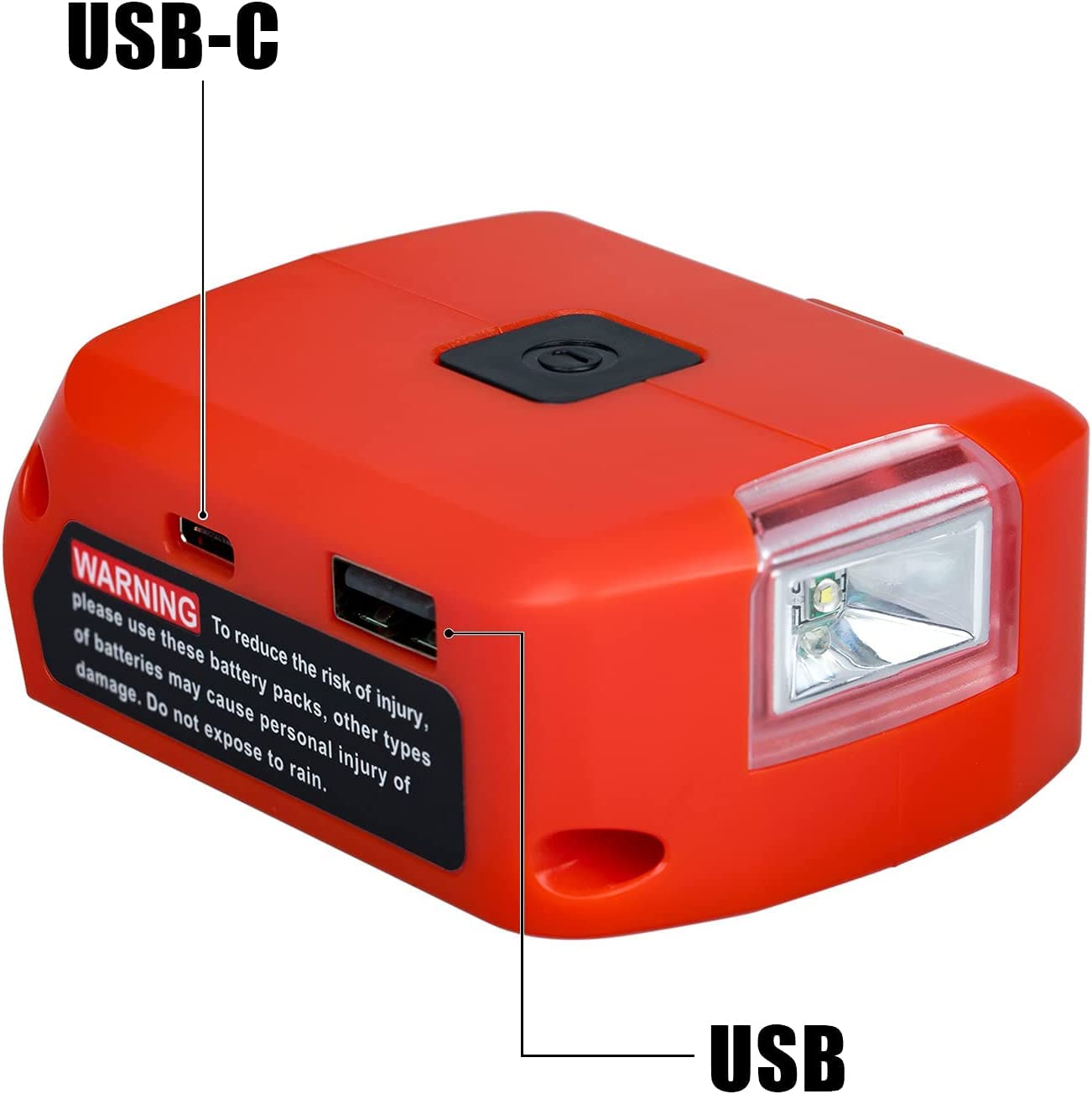 Battery Adapter for Milwaukee 18v Battery USB Charger & 12v DC Port & Work Light - Power Source Supply for Milwaukee Lithium-ion Battery (Tool ONLY)