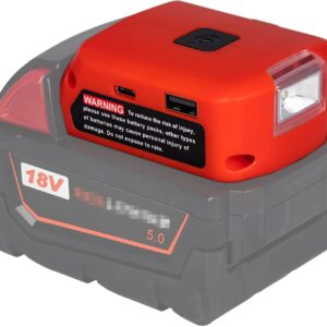 Battery Adapter for Milwaukee 18v Battery USB Charger & 12v DC Port & Work Light - Power Source Supply for Milwaukee Lithium-ion Battery (Tool ONLY)