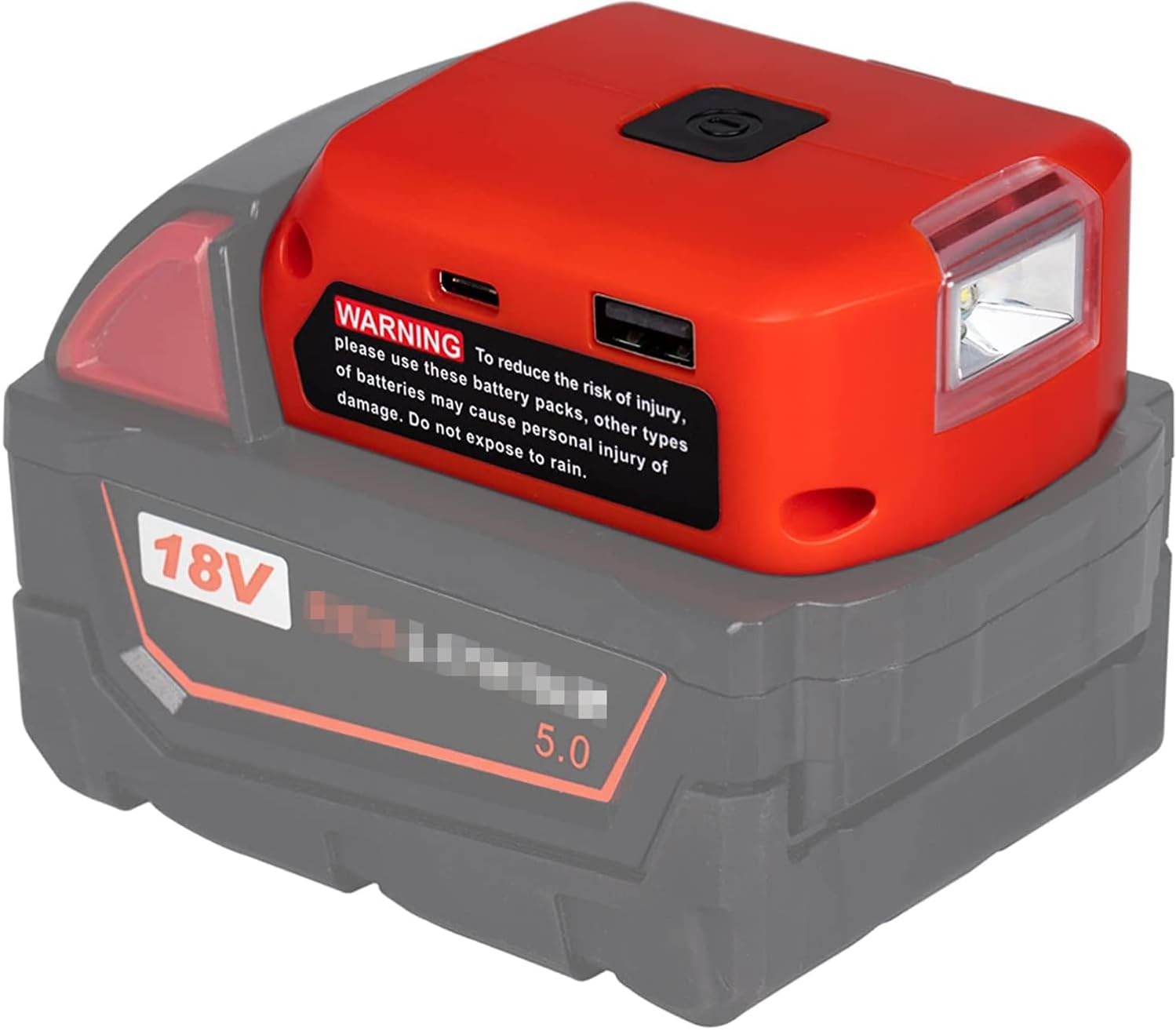 Battery Adapter for Milwaukee 18v Battery USB Charger & 12v DC Port & Work Light - Power Source Supply for Milwaukee Lithium-ion Battery (Tool ONLY)