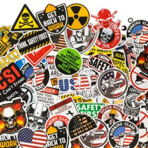 100 pieces hard hat stickers funny stickers for tool box helmet welding construction union worker lineman oilfield electrician, make people laugh at work (basic style)