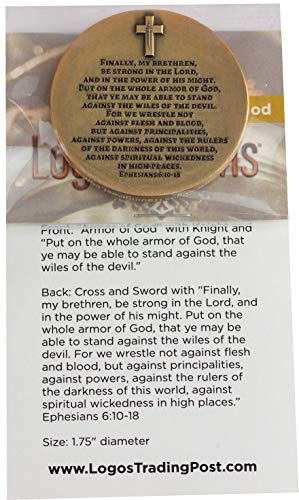 Armor of God, Christian Challenge Coin for Bible Study, Youth Groups, Handout for Teens, Religious Antique Gold-Color Plated Prayer Token