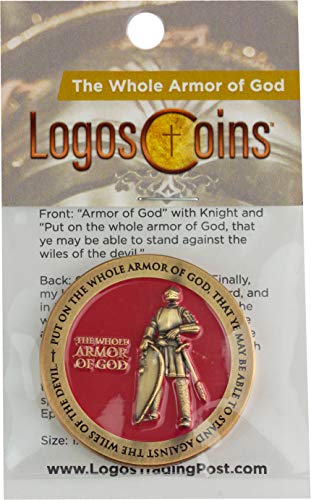 Armor of God, Christian Challenge Coin for Bible Study, Youth Groups, Handout for Teens, Religious Antique Gold-Color Plated Prayer Token