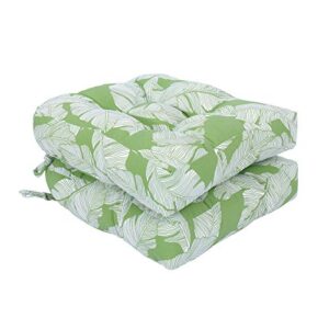 raclvay outdoor chair cushions, outdoor cushions 19x19 inch, patio chair cushions seat pads, indoor full-length ties for non-slip support, plump filling, premium thick fiber, set of 2, green