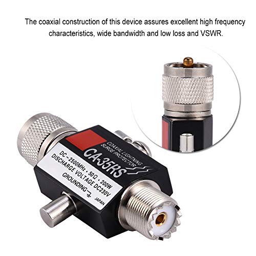 Hilitand UHF/UHF Coaxial Arrester Protector,200w Coaxial Lightning Surge Protector,Lightning Arrestor to Protect Transceiver,Receiver1/4 wavelength Short Circuit,Low Loss,VSWR