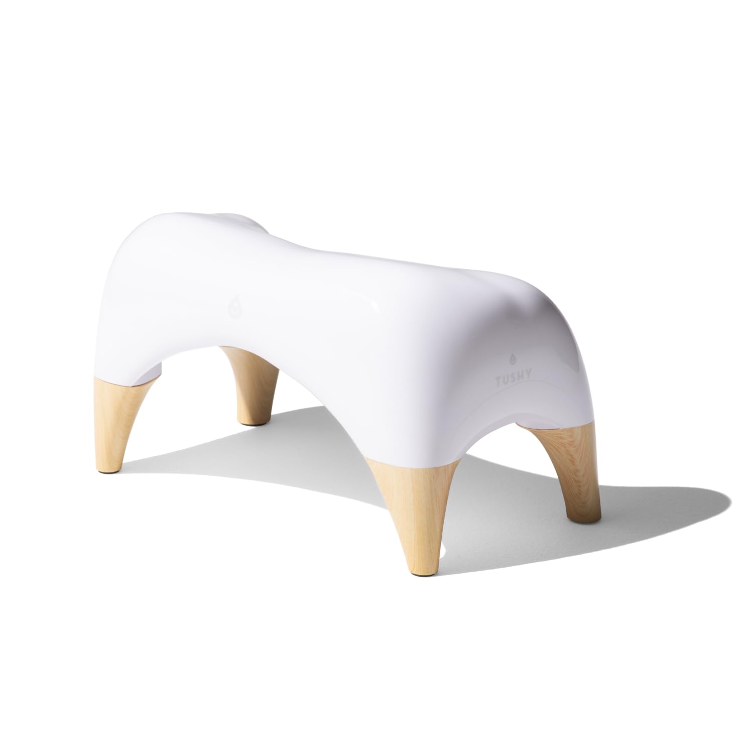 TUSHY Ottoman: A Premium Toilet Stool for The Bathroom, Modern Sleek Design | Squatting Position Helps Improves Bowel Health & Relieves Constipation (Tall 9" Stool), White/Bamboo