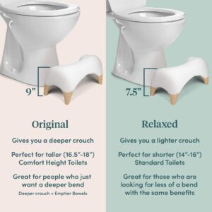 TUSHY Ottoman: A Premium Toilet Stool for The Bathroom, Modern Sleek Design | Squatting Position Helps Improves Bowel Health & Relieves Constipation (Tall 9" Stool), White/Bamboo