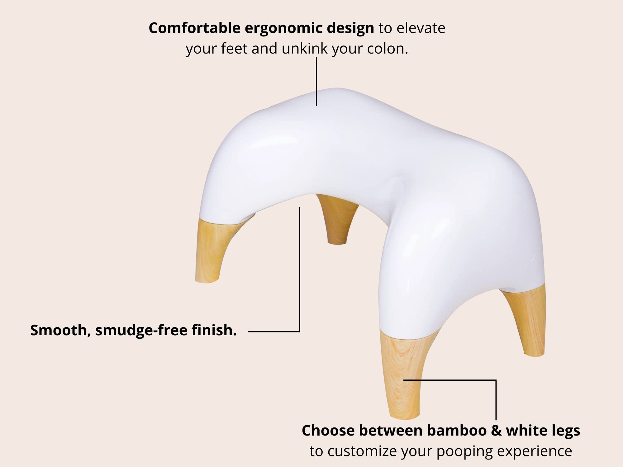 TUSHY Ottoman: A Premium Toilet Stool for The Bathroom, Modern Sleek Design | Squatting Position Helps Improves Bowel Health & Relieves Constipation (Tall 9" Stool), White/Bamboo