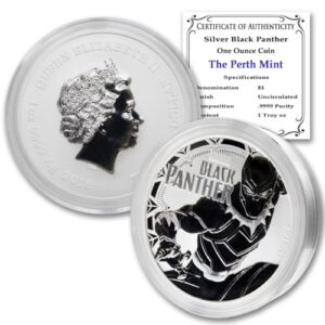 2018 tv tuvalu 1 oz silver black panther marvel series coin brilliant uncirculated with certificate of authenticity $1 bu