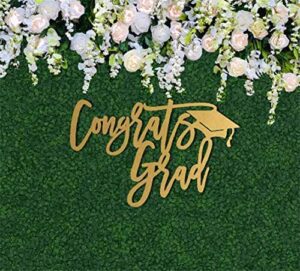 congrats grad wooden sign - 5 sizes: 12, 18, 24, 30, 36 inches wide - for graduation party, grad backdrop, cap and gown- made by lavender dots design