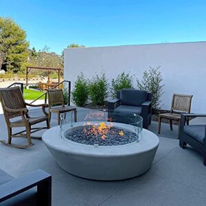 AMS Fireplace 36" Round Fire Pit Glass Wind Guard | Clear Tempered Glass Flame Protective Pane. Wind Resistant with Aluminum Corner Bracket and Rubber Feet