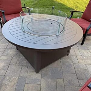 AMS Fireplace 36" Round Fire Pit Glass Wind Guard | Clear Tempered Glass Flame Protective Pane. Wind Resistant with Aluminum Corner Bracket and Rubber Feet