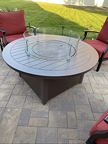 AMS Fireplace 36" Round Fire Pit Glass Wind Guard | Clear Tempered Glass Flame Protective Pane. Wind Resistant with Aluminum Corner Bracket and Rubber Feet