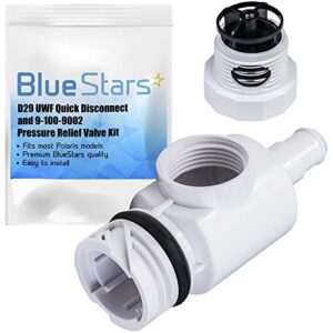 bluestars ultra durable d29 uwf quick disconnect and 9-100-9002 pressure relief valve replacement kit exact fit for the polaris 180 280 380 automatic pool cleaners