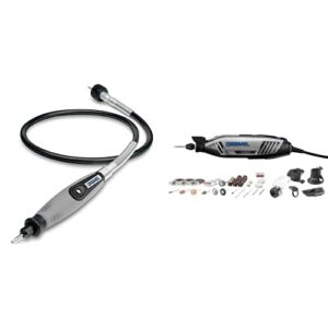 dremel 4300-5/40 high performance rotary tool kit & 225-01- flex shaft rotary tool attachment with comfort grip and 36” long cable - engraver, polisher, and mini sander