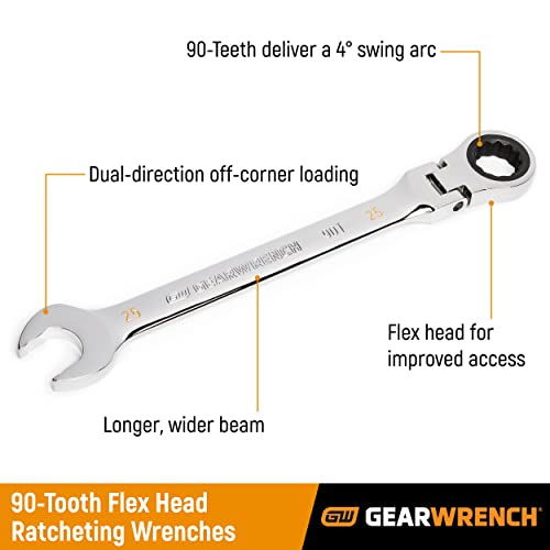 GEARWRENCH 10mm 4 Degree Swing Arch 12 Point Flex Head Ratcheting Combination Wrench - 86710