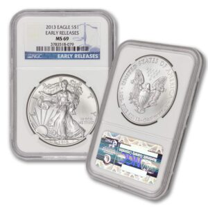 2013 1 oz american silver eagle coin ms-69 (early releases) $1 ngc ms69