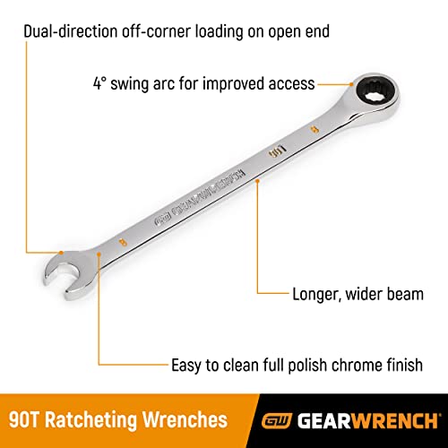 GEARWRENCH 11mm 4 Degree Swing Arch 12 Point Ratcheting Combination Wrench - 86911