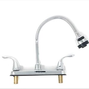 8" Faucet Kitchen Utility Sink Tall High Arc Flexible Spout Lead Compliant Brass Polished Chromed 2 ADA Push Handles [3445LF8] - Grifo Grupo Lava Sastre de Calidad