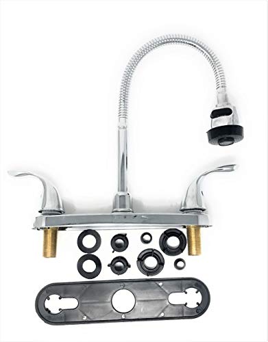 8" Faucet Kitchen Utility Sink Tall High Arc Flexible Spout Lead Compliant Brass Polished Chromed 2 ADA Push Handles [3445LF8] - Grifo Grupo Lava Sastre de Calidad