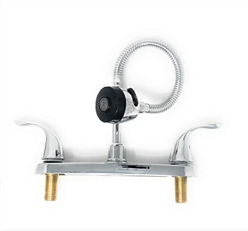 8" Faucet Kitchen Utility Sink Tall High Arc Flexible Spout Lead Compliant Brass Polished Chromed 2 ADA Push Handles [3445LF8] - Grifo Grupo Lava Sastre de Calidad