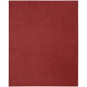 nourison essentials indoor/outdoor brick red 9' x 12' area rug, easy cleaning, non shedding, bed room, living room, dining room, backyard, deck, patio (9x12)