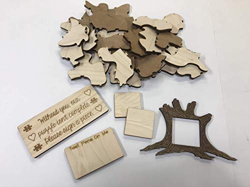 50pc Blank Wedding Tree Puzzle Guest Book Alternative. Add Your Own Personalization. A Great Guest Book Idea For a Wedding Reception, Birthday, Baby Shower, Anniversary or Any Event/Party.