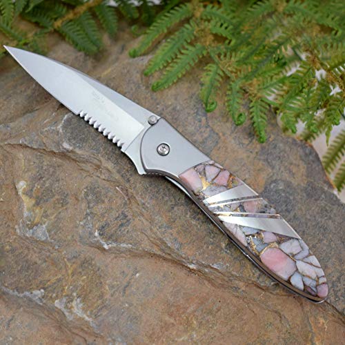 Kershaw Leek Folding Pocket Knife with Artisan-Crafted Peruvian Opal Stone Handle, Made in the USA