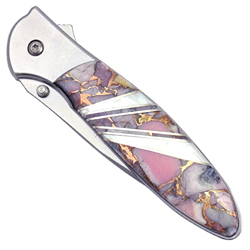 Kershaw Leek Folding Pocket Knife with Artisan-Crafted Peruvian Opal Stone Handle, Made in the USA