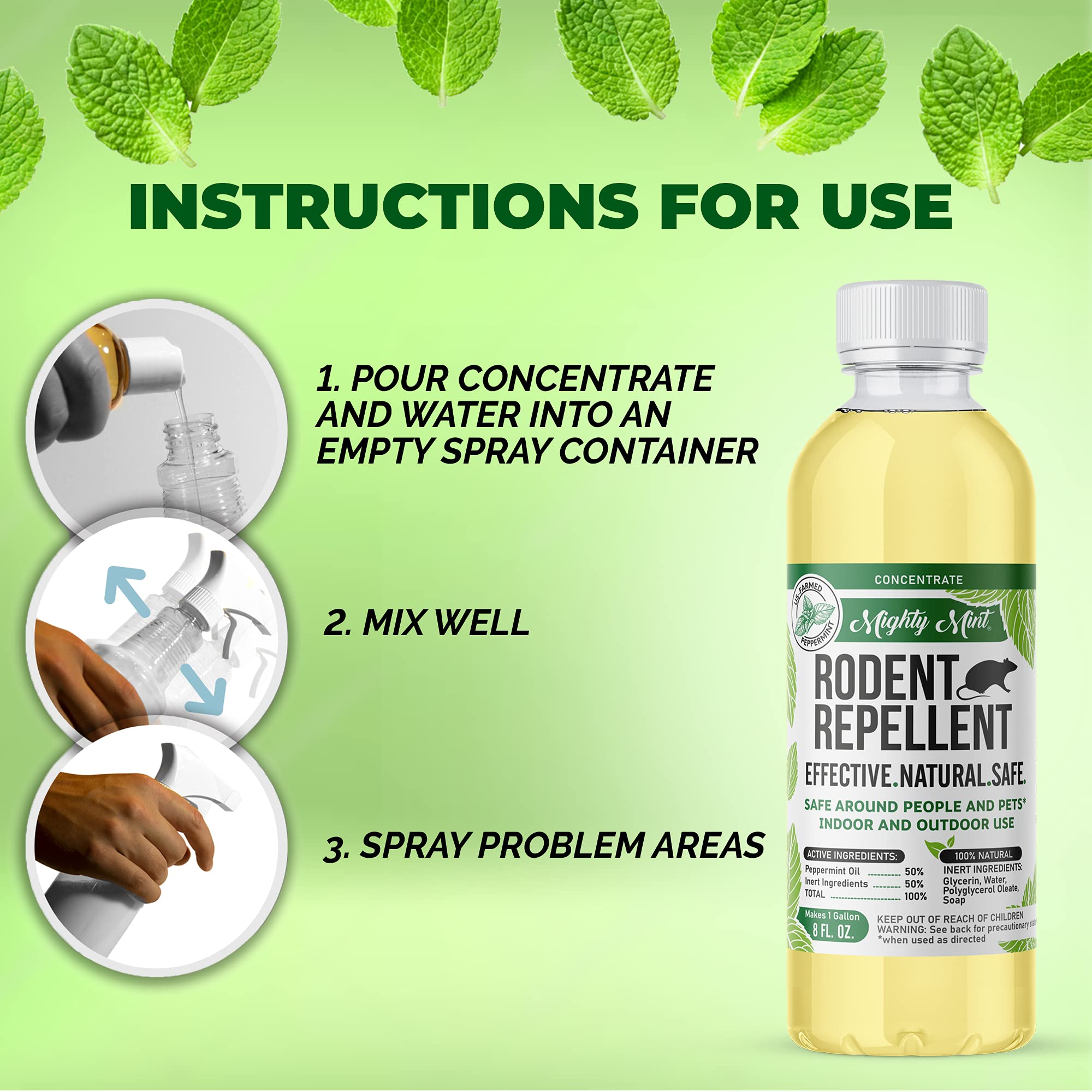 Peppermint Oil Rodent Repellent Spray and Concentrate - Makes 1 Gallon