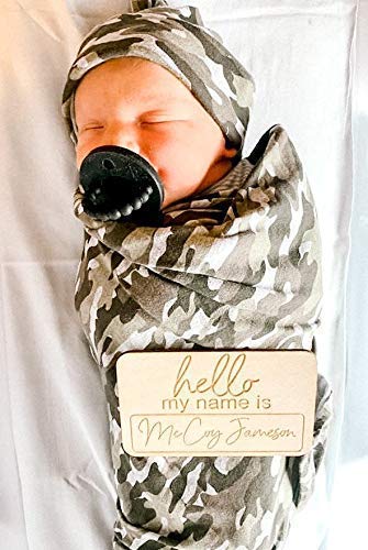 Custom Baby Name Sign Hospital Welcome 3D Hello Name Announcement Plaque Laser Cut Wood Photo Prop Sign Design Trendy