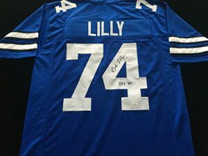 bob lilly signed autographed blue football jersey with jsa coa - dallas cowboys great - size xl