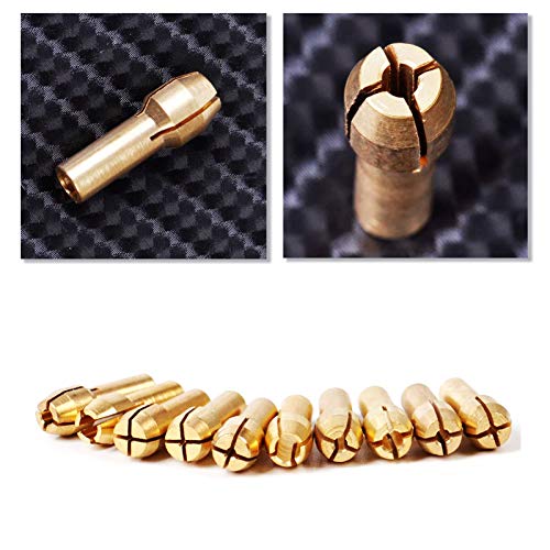 Collet Set For Dremel Rotary Tool Bits, 10 PCS Fine Copper Drill Chuck Collet Set Electric Grinder Quick Change Mini Drill Chuck Replacement Sets 0.5-3.2mm for Rotary Tools