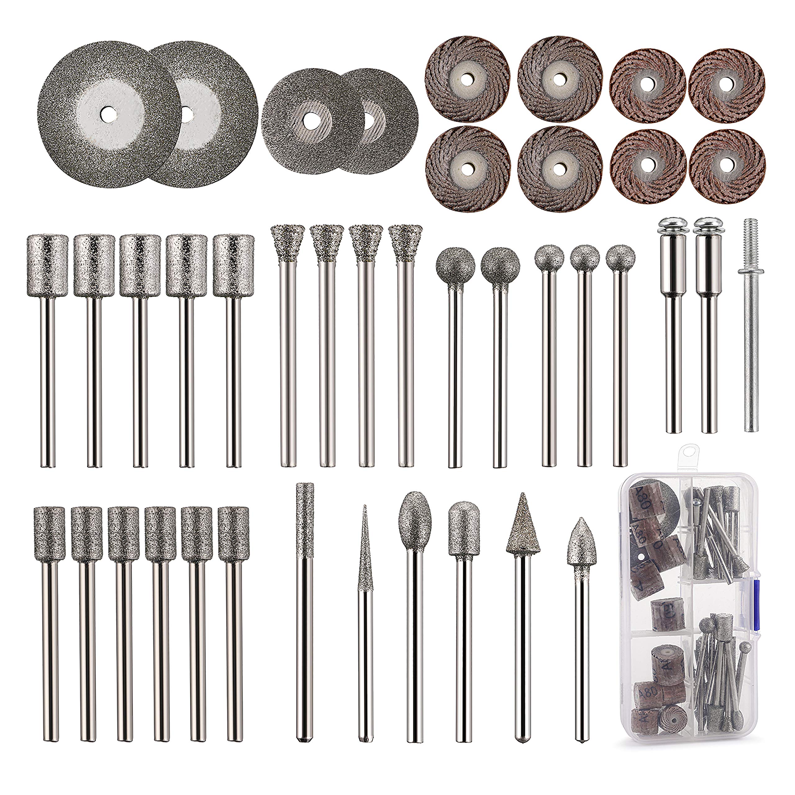 Cedilis 43-Pack Stone Carving Set - 26 Diamond Burr Bits, 10 Impeller, 4 Diamond Cutting Wheel, Polishing Rotary Tools for Stone, Rocks, Jewelry, Glass, Ceramics Rotary Tools