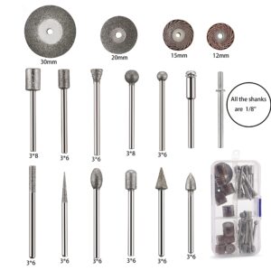 Cedilis 43-Pack Stone Carving Set - 26 Diamond Burr Bits, 10 Impeller, 4 Diamond Cutting Wheel, Polishing Rotary Tools for Stone, Rocks, Jewelry, Glass, Ceramics Rotary Tools