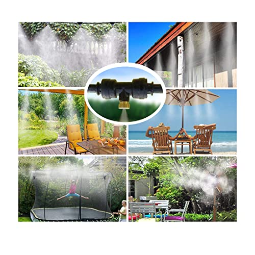 Furnrubden Misting Cooling System with Pump, Patio Misting System, 40FT Tubing +16 Brass Spray Nozzles, Outdoor Water Patio Misters for Outside Patio, RV Camper Marine Greenhouse, Fan, Trampoline