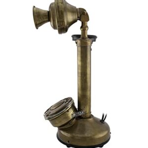 Vintage Candlestick Phone Rotary Dial Telephone Wired Landline Antique Home Décor (Antique Finish)