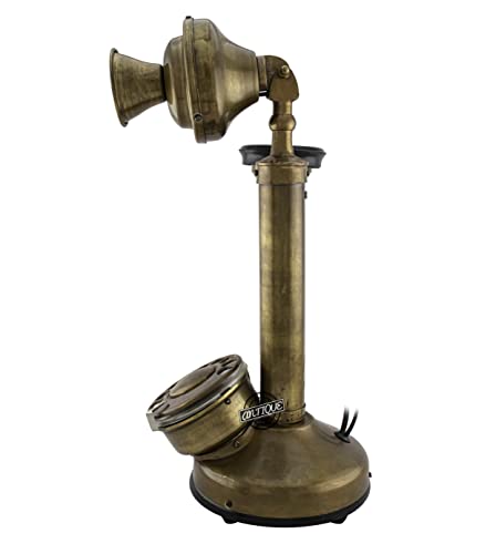 Vintage Candlestick Phone Rotary Dial Telephone Wired Landline Antique Home Décor (Antique Finish)