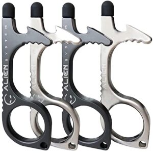 no touch door opener tool 4 pack - premium multitool keychain with touchscreen stylus and bottle opener