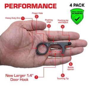 No Touch Door Opener Tool 4 Pack - Premium Multitool Keychain with Touchscreen Stylus and Bottle Opener