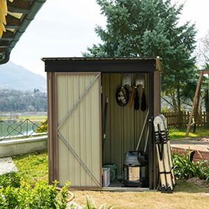 Catrimown 5x3 FT Outdoor Storage Shed, Galvanized Steel Tool Shed House for Patio Garden Backyard Lawn, Utility Tool House with Door, Dark Grey