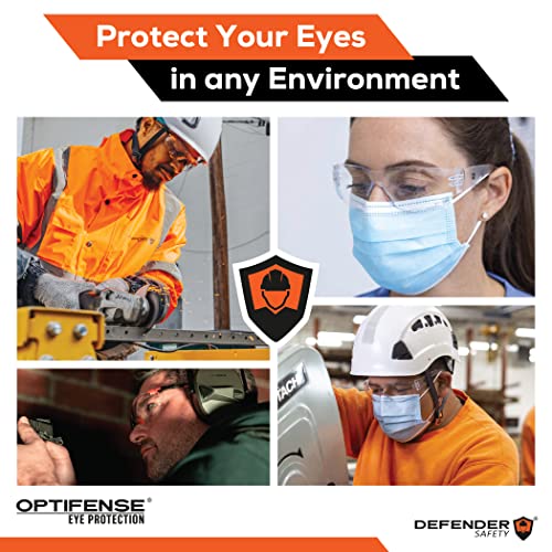 Defender Safety DVP2 Clear Safety Goggles, Eye Protection, Anti Fog, Impact & Chemical Resistant, ANSI Z87+ (Black)